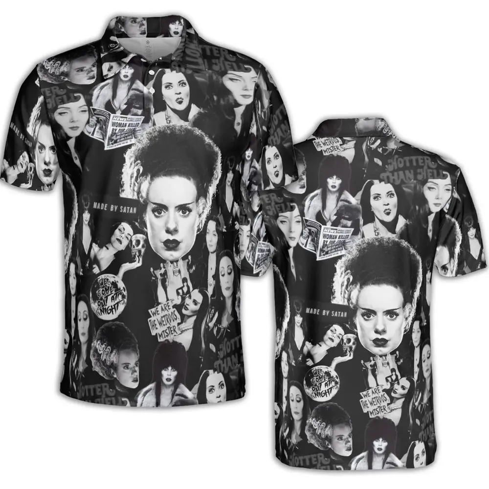 Horror Ladies Slay Collage Classic Horror Movies AOP Men/Women Polo Shirt - 2
