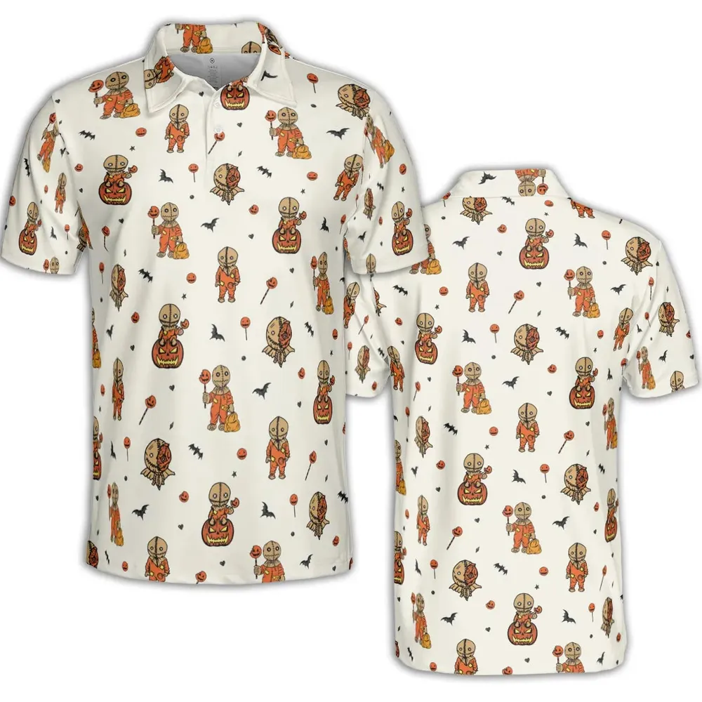 Pumpkin Sam Trick 'r Treat Horror AOP Men/Women Polo Shirt - 2