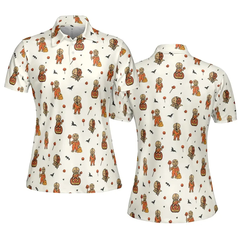 Pumpkin Sam Trick 'r Treat Horror AOP Men/Women Polo Shirt - 5