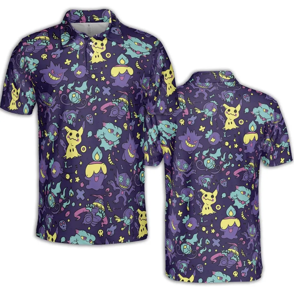 Gengar Ghost Pokemon Pattern AOP Men/Women Polo Shirt - 2