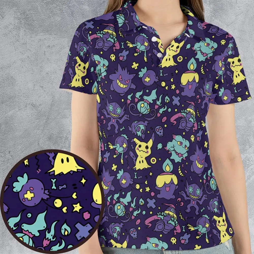 Gengar Ghost Pokemon Pattern AOP Men/Women Polo Shirt - 4