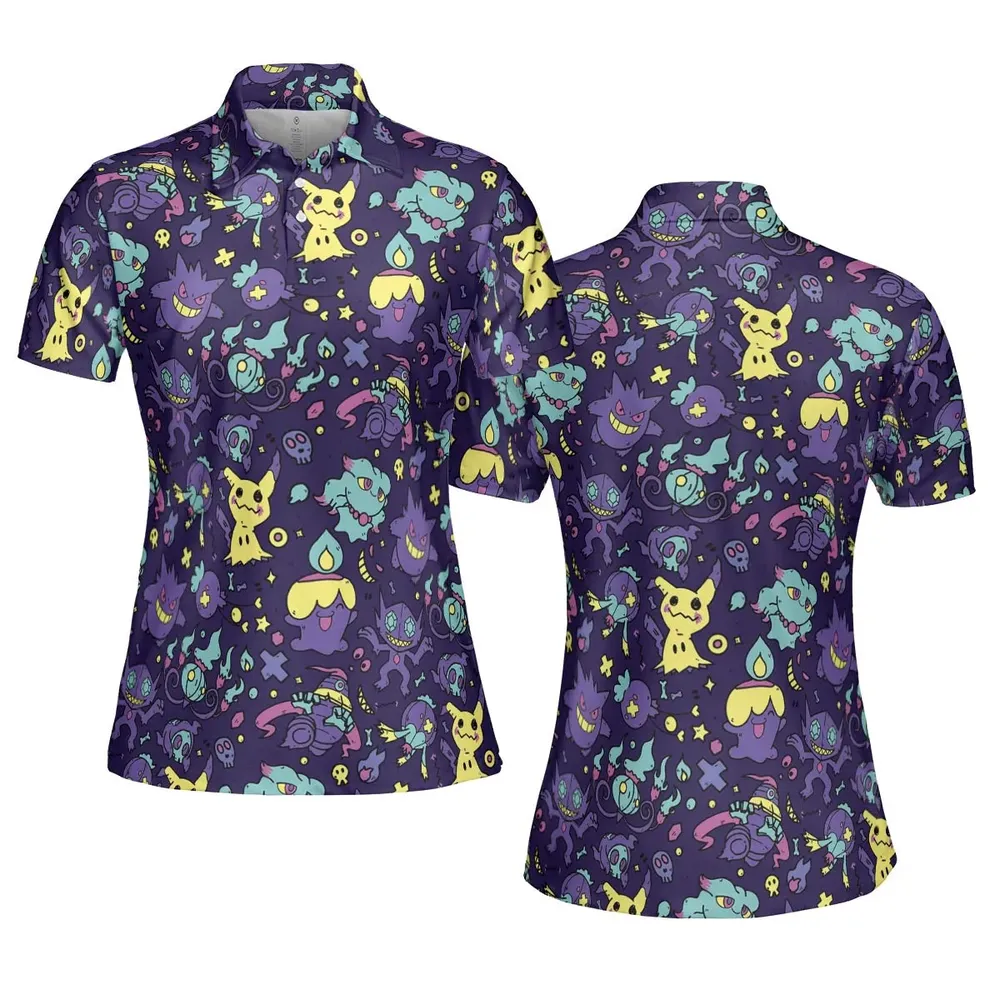 Gengar Ghost Pokemon Pattern AOP Men/Women Polo Shirt - 5
