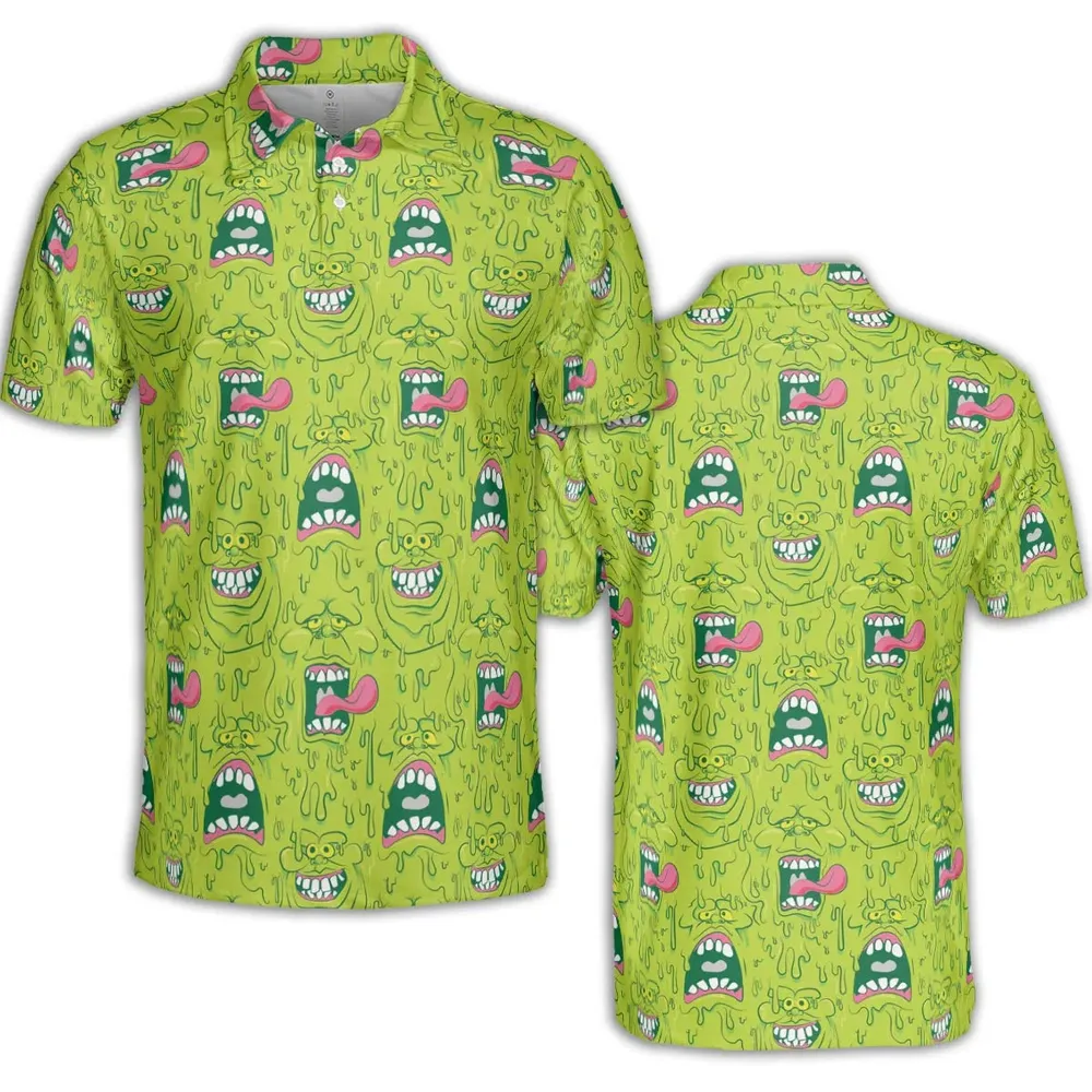 Funny Face Expression Slimer Ghostbusters AOP Men/Women Polo Shirt - 2