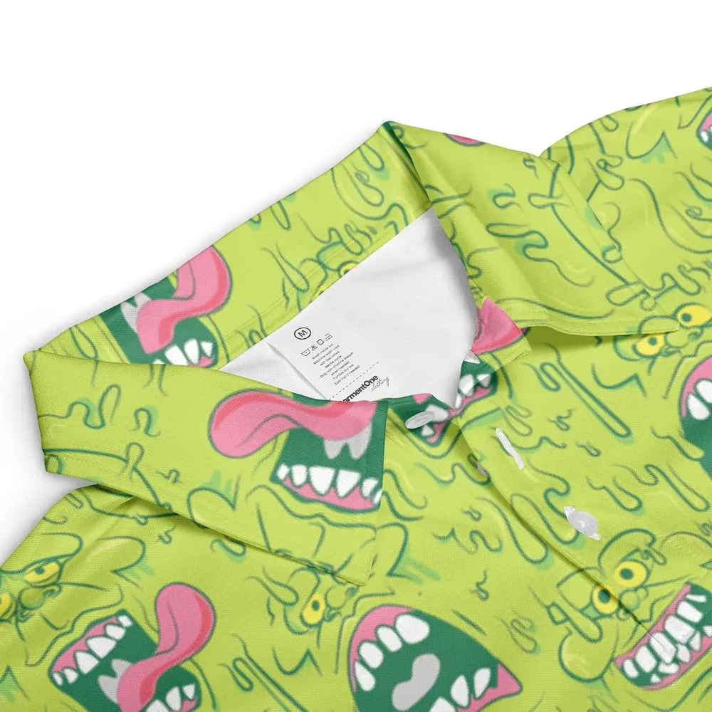 Funny Face Expression Slimer Ghostbusters AOP Men/Women Polo Shirt - 3