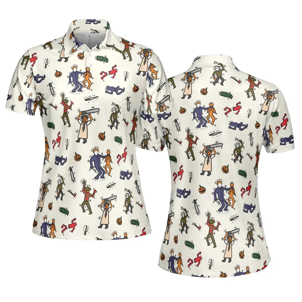 Horror Movie Pop Characters Pattern AOP Men/Women Polo Shirt - 5