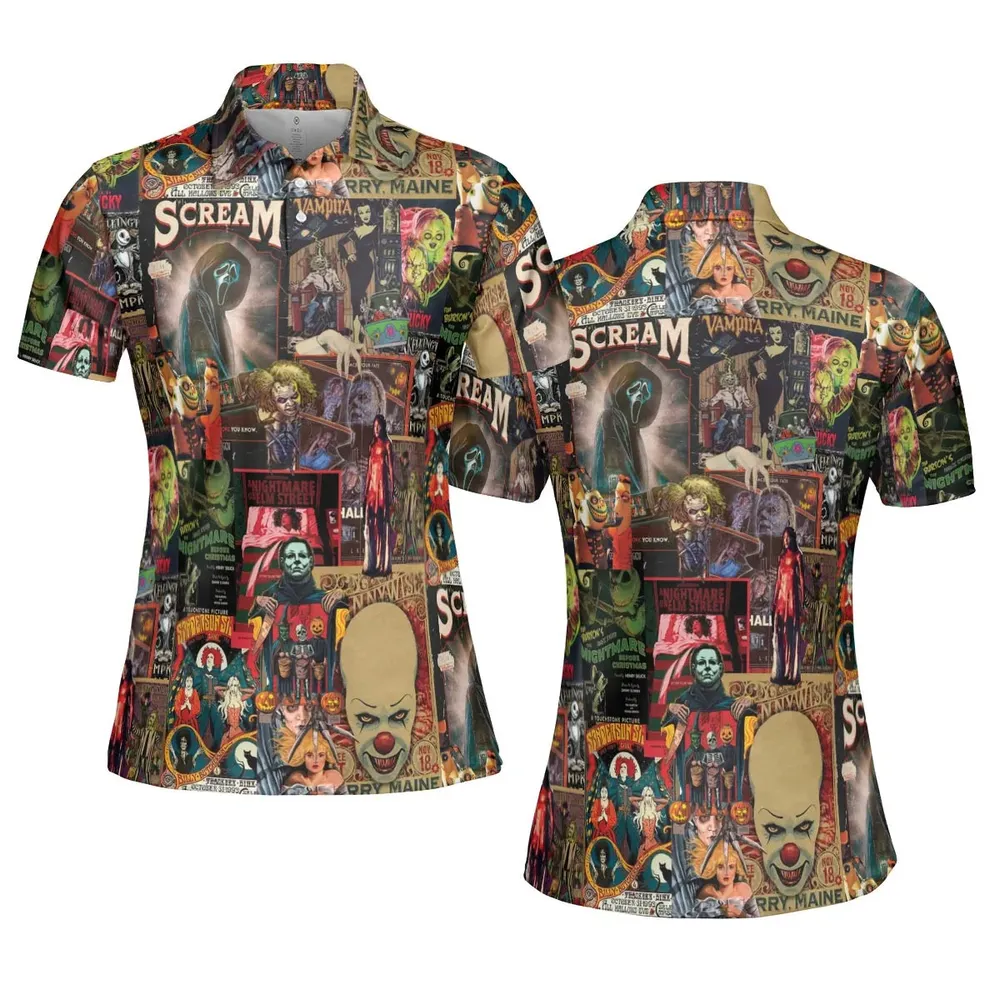 Vintage Scary AOP Men/Women Polo Shirt - 5