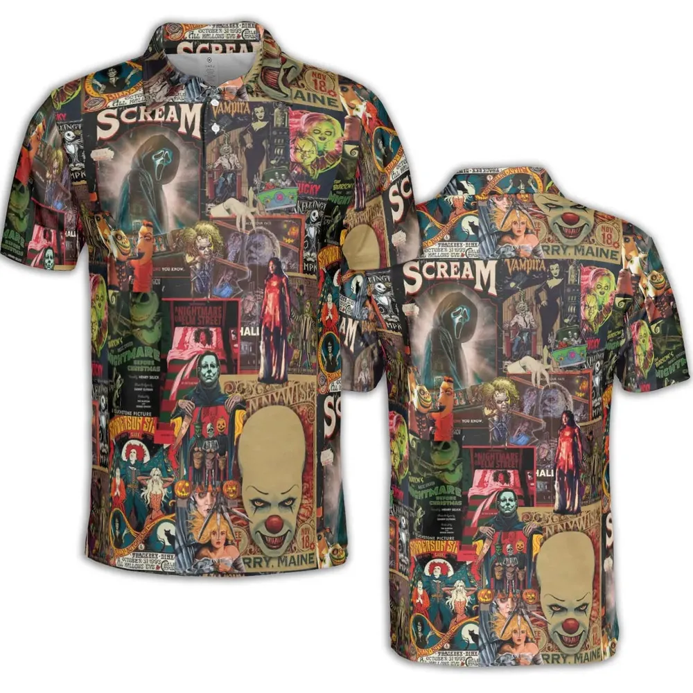 Vintage Scary AOP Men/Women Polo Shirt - 2