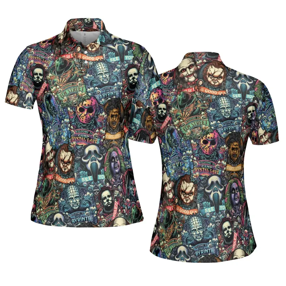 Horror Movie Characters Pattern AOP Men/Women Polo Shirt - 5