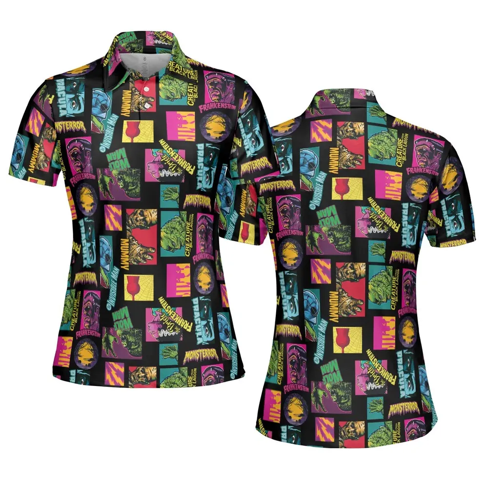 Monster Pop Movies Halloween AOP Men/Women Polo Shirt - 5