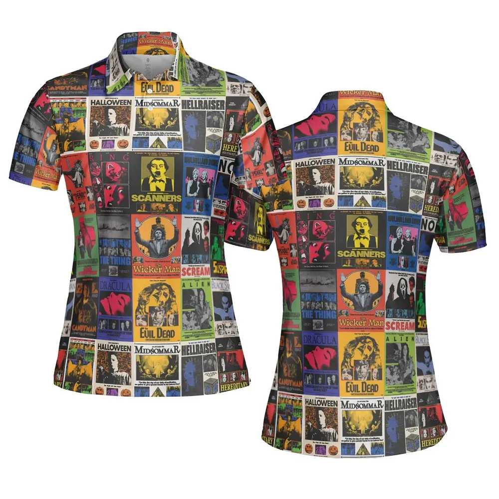 Modern Horror Movies Nope Ghostface Pinhead Pearl Leatherface Halloween AOP Men/Women Polo Shirt - 5