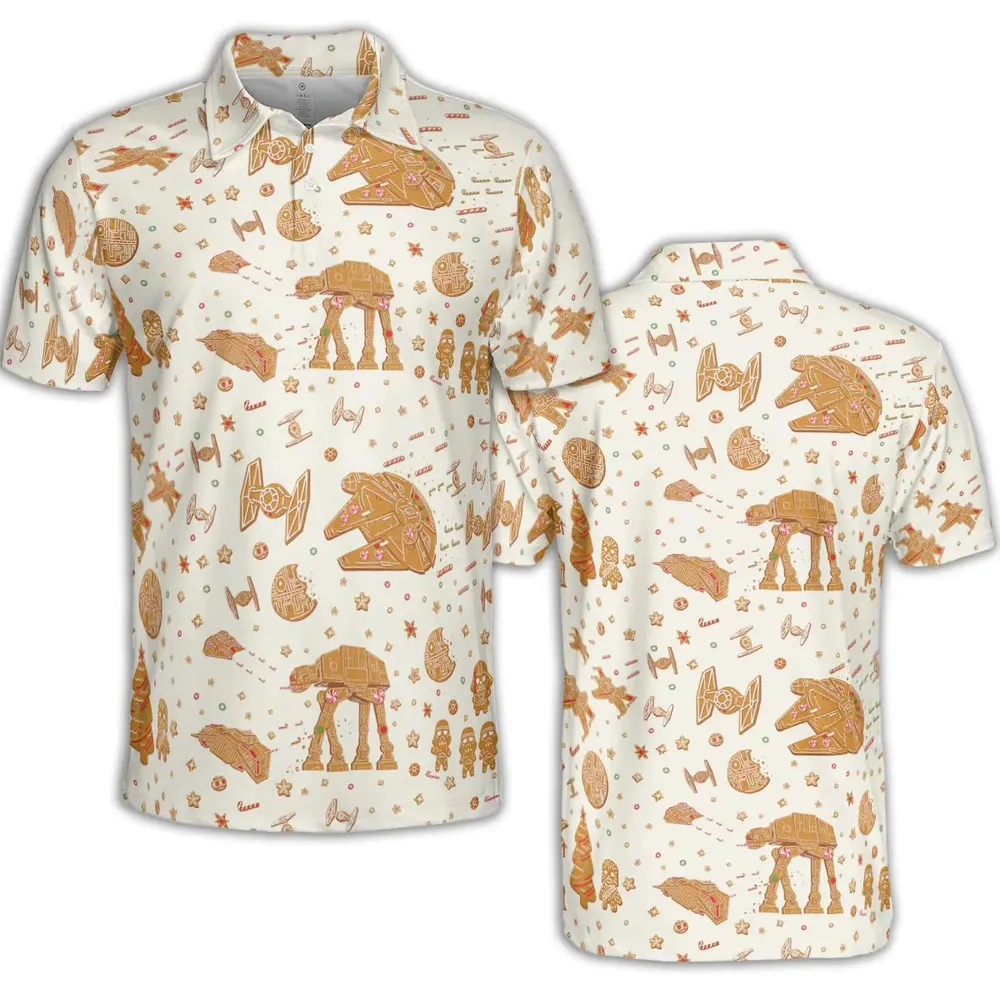 Gingerbread Christmas Star Wars AOP Men/Women Polo Shirt - 2