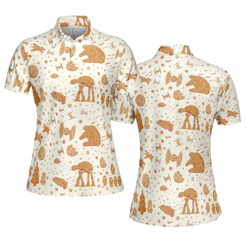 Gingerbread Christmas Star Wars AOP Men/Women Polo Shirt - 5