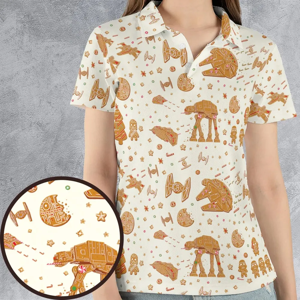 Gingerbread Christmas Star Wars AOP Men/Women Polo Shirt - 4