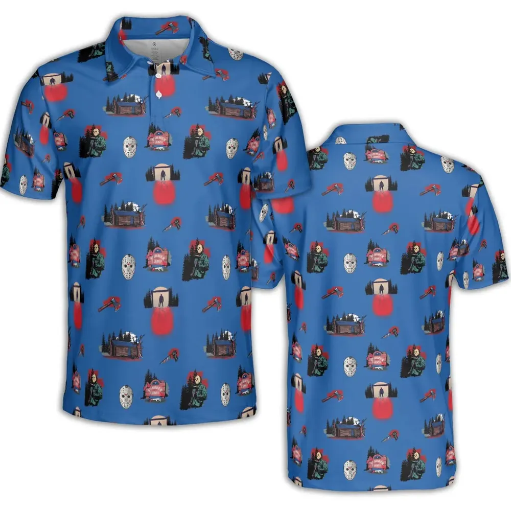 Jason Vorhees Camp Crystal Lake Halloween AOP Men/Women Polo Shirt - 2