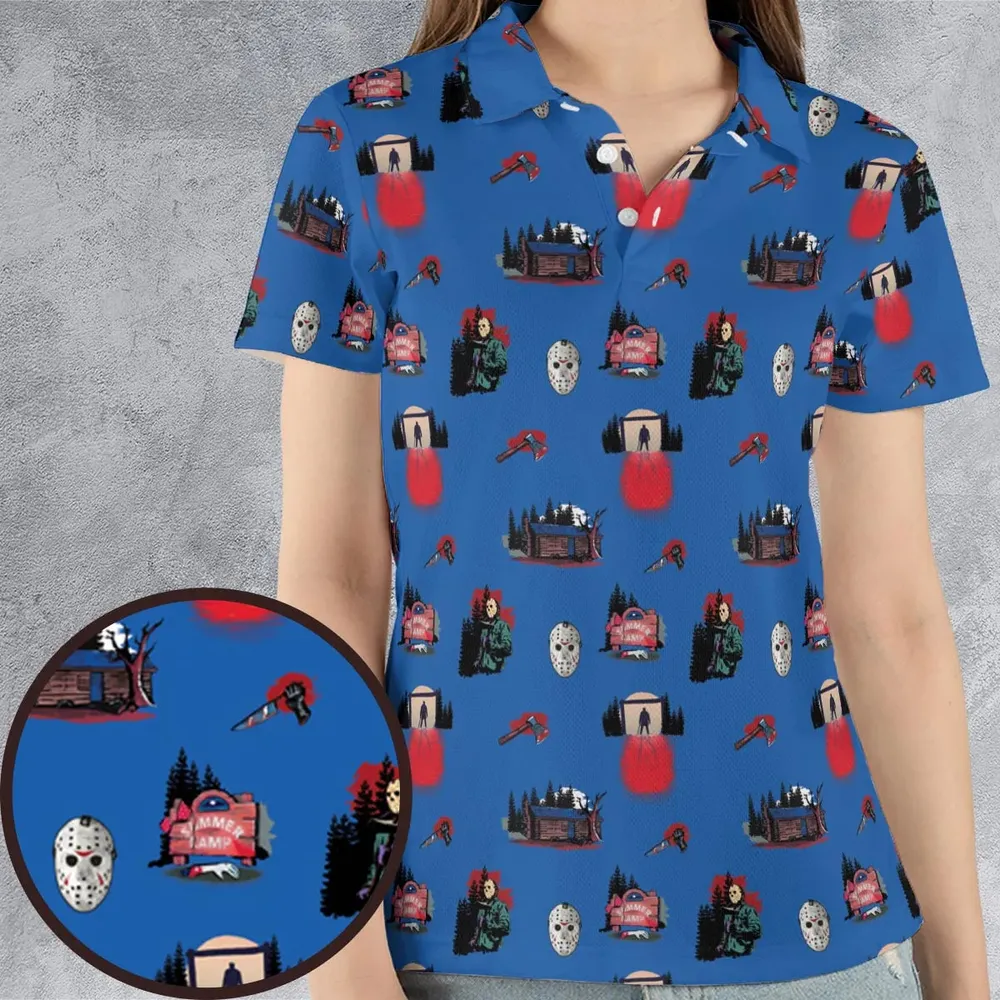 Jason Vorhees Camp Crystal Lake Halloween AOP Men/Women Polo Shirt - 4