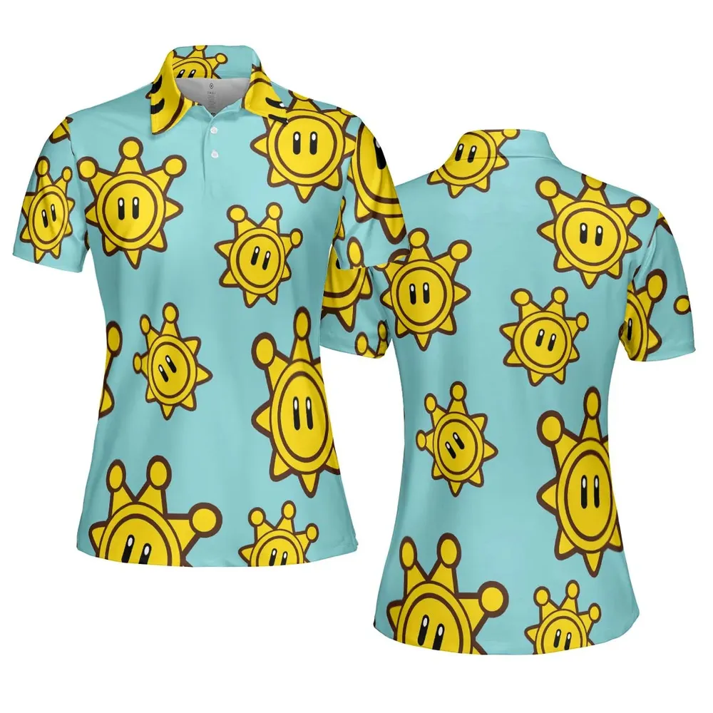 Shine Sprite Super Mario Button Up AOP Men/Women Polo Shirt - 5