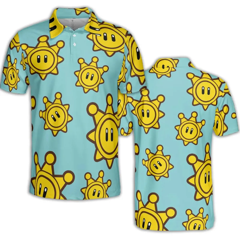Shine Sprite Super Mario Button Up AOP Men/Women Polo Shirt - 2