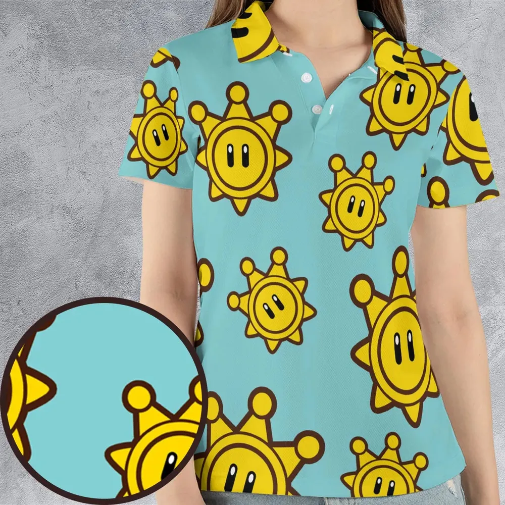 Shine Sprite Super Mario Button Up AOP Men/Women Polo Shirt - 4