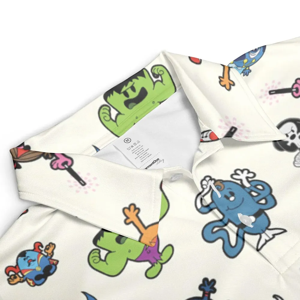 Marvel Characters And Mr Men Pattern AOP Men/Women Polo Shirt - 3