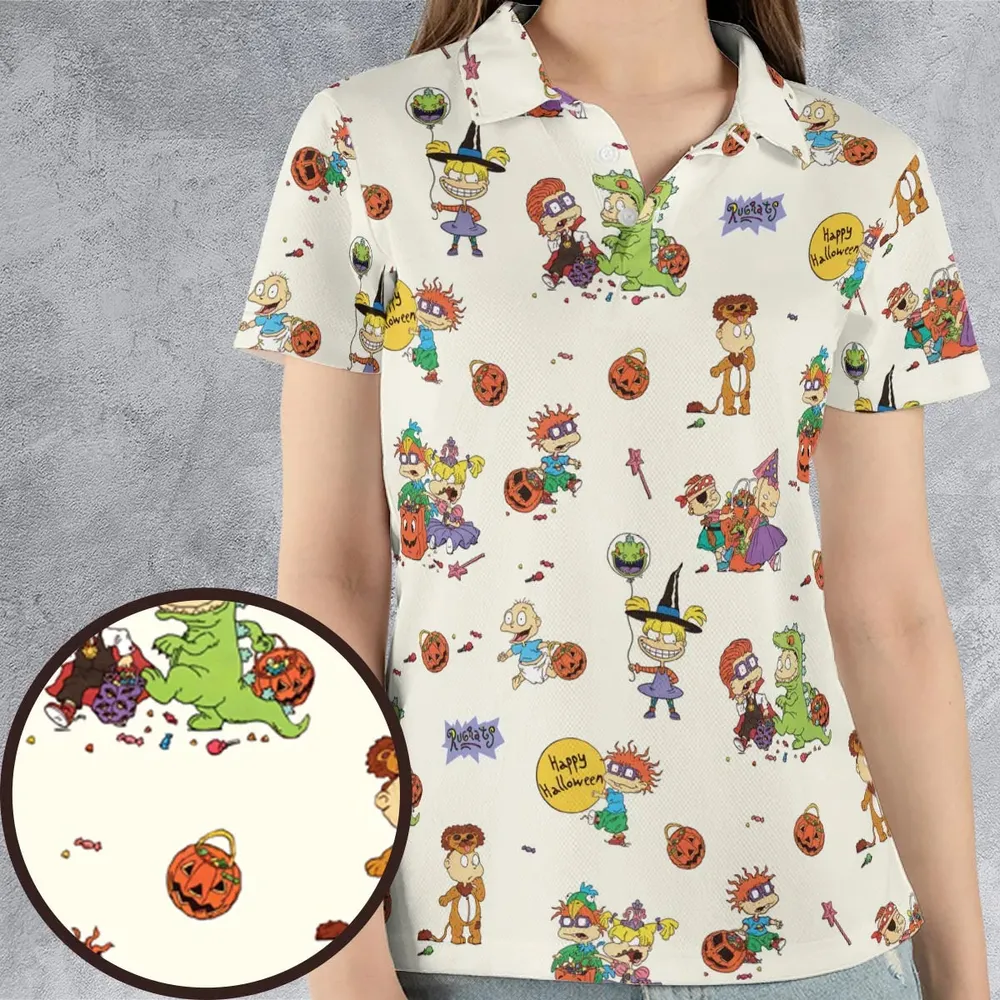Rugrats Happy Halloween Pattern AOP Men/Women Polo Shirt - 4