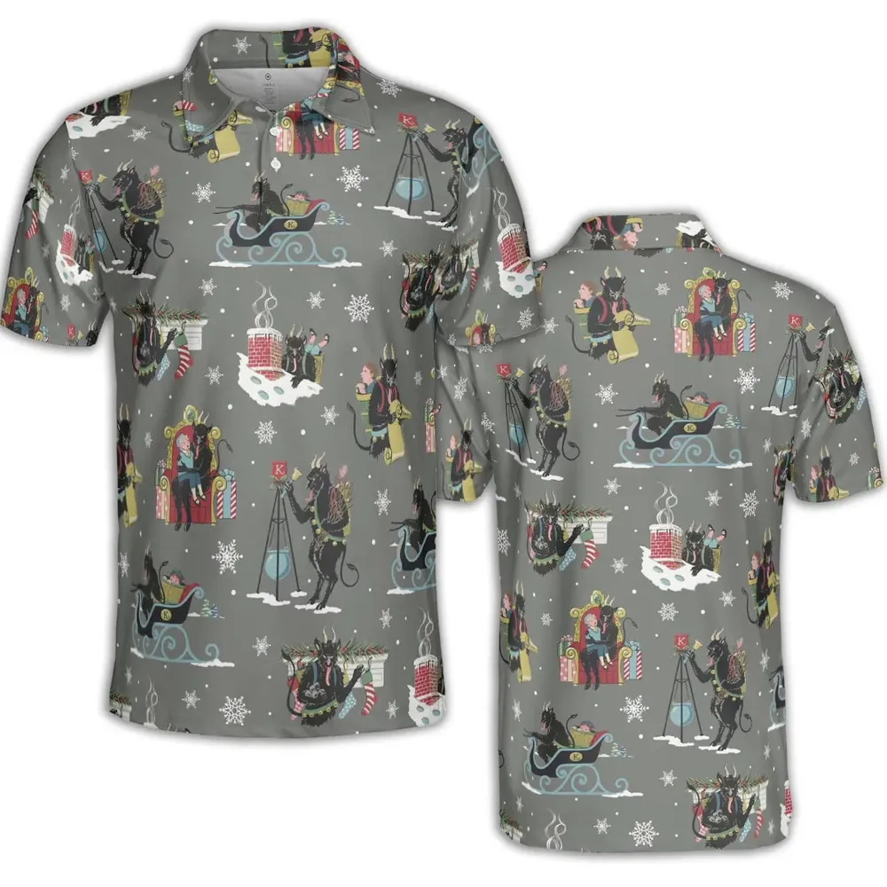 Unusual Christmas Krampus AOP Men/Women Polo Shirt - 2
