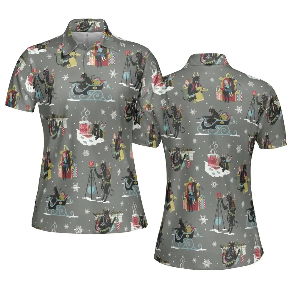 Unusual Christmas Krampus AOP Men/Women Polo Shirt - 5