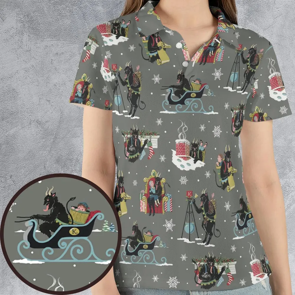 Unusual Christmas Krampus AOP Men/Women Polo Shirt - 4