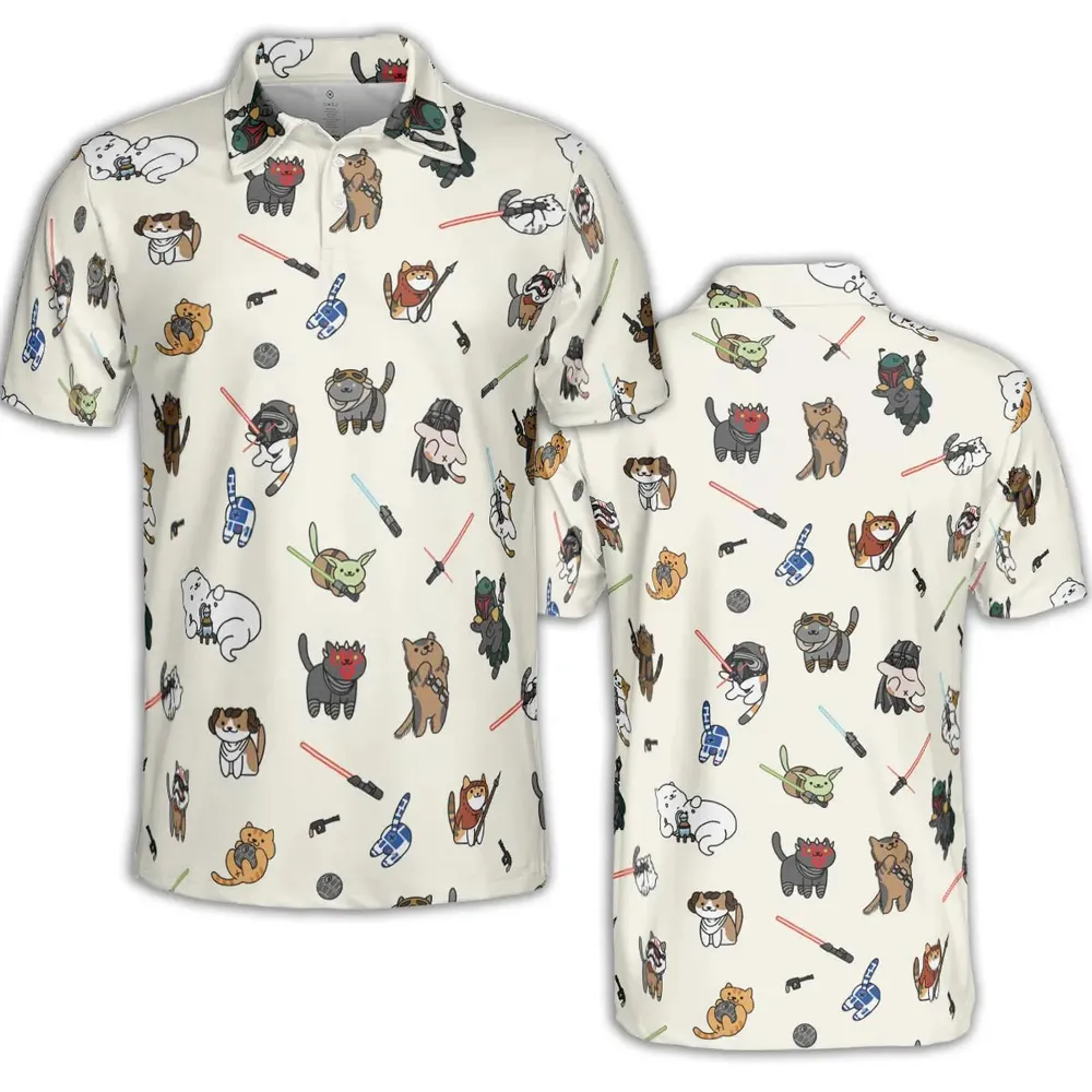 Star Wars Characters as Cats AOP Men/Women Polo Shirt - 2