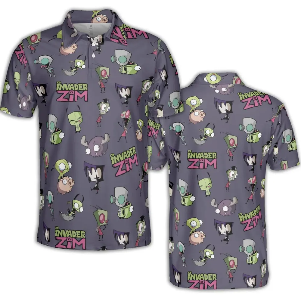 Invader Zim Pattern AOP Men/Women Polo Shirt - 2