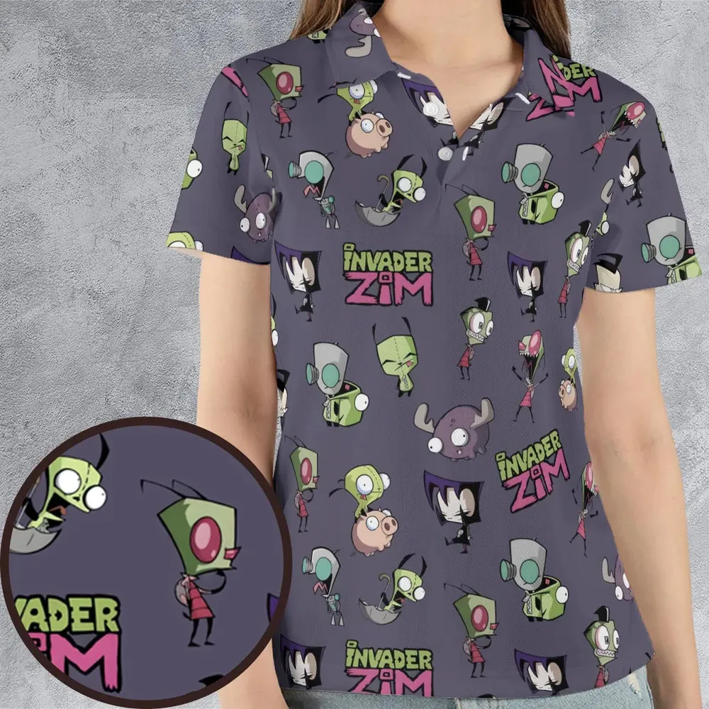 Invader Zim Pattern AOP Men/Women Polo Shirt - 4