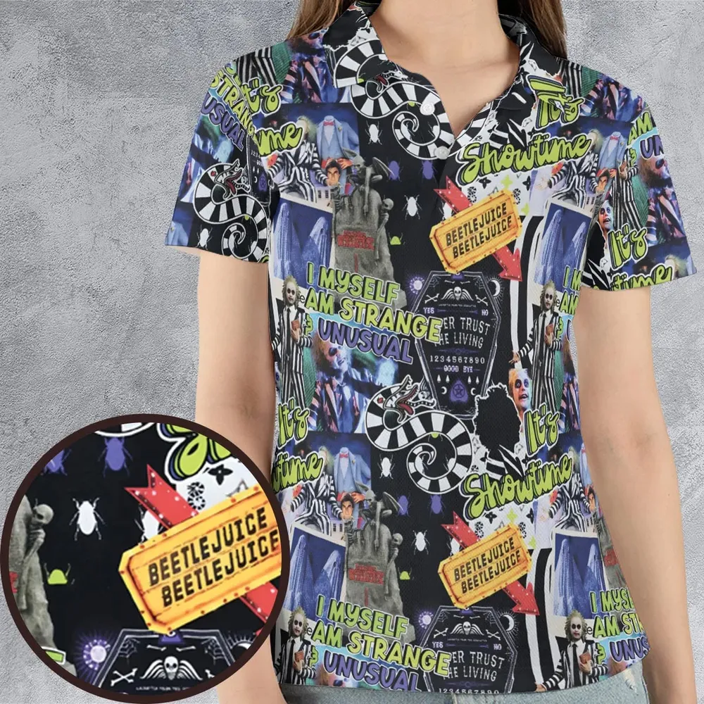 I Myself Am Strange Unusual Beetlejuice AOP Men/Women Polo Shirt - 4