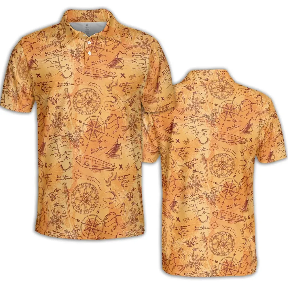 Vintage Adventure Map Indiana Jones AOP Men/Women Polo Shirt - 2
