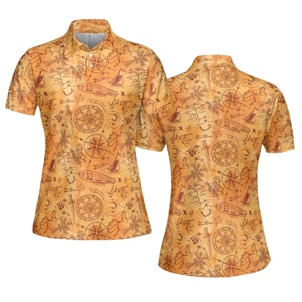 Vintage Adventure Map Indiana Jones AOP Men/Women Polo Shirt - 5