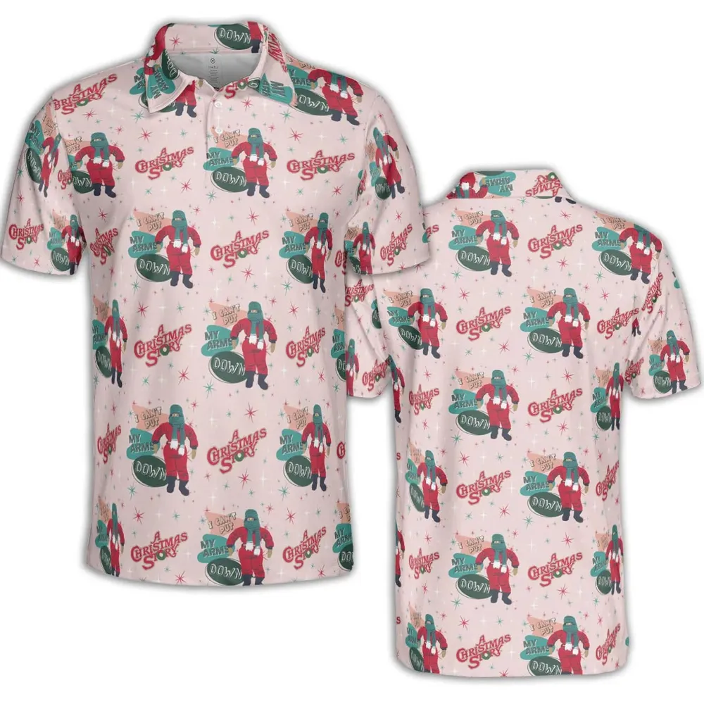 I Can't Put My Arms Down A Christmas Story AOP Men/Women Polo Shirt - 2