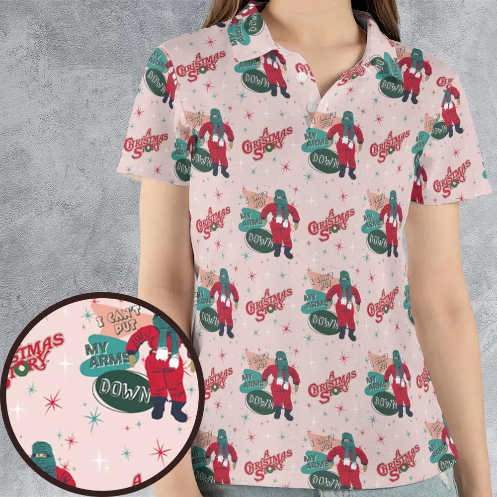 I Can't Put My Arms Down A Christmas Story AOP Men/Women Polo Shirt - 4