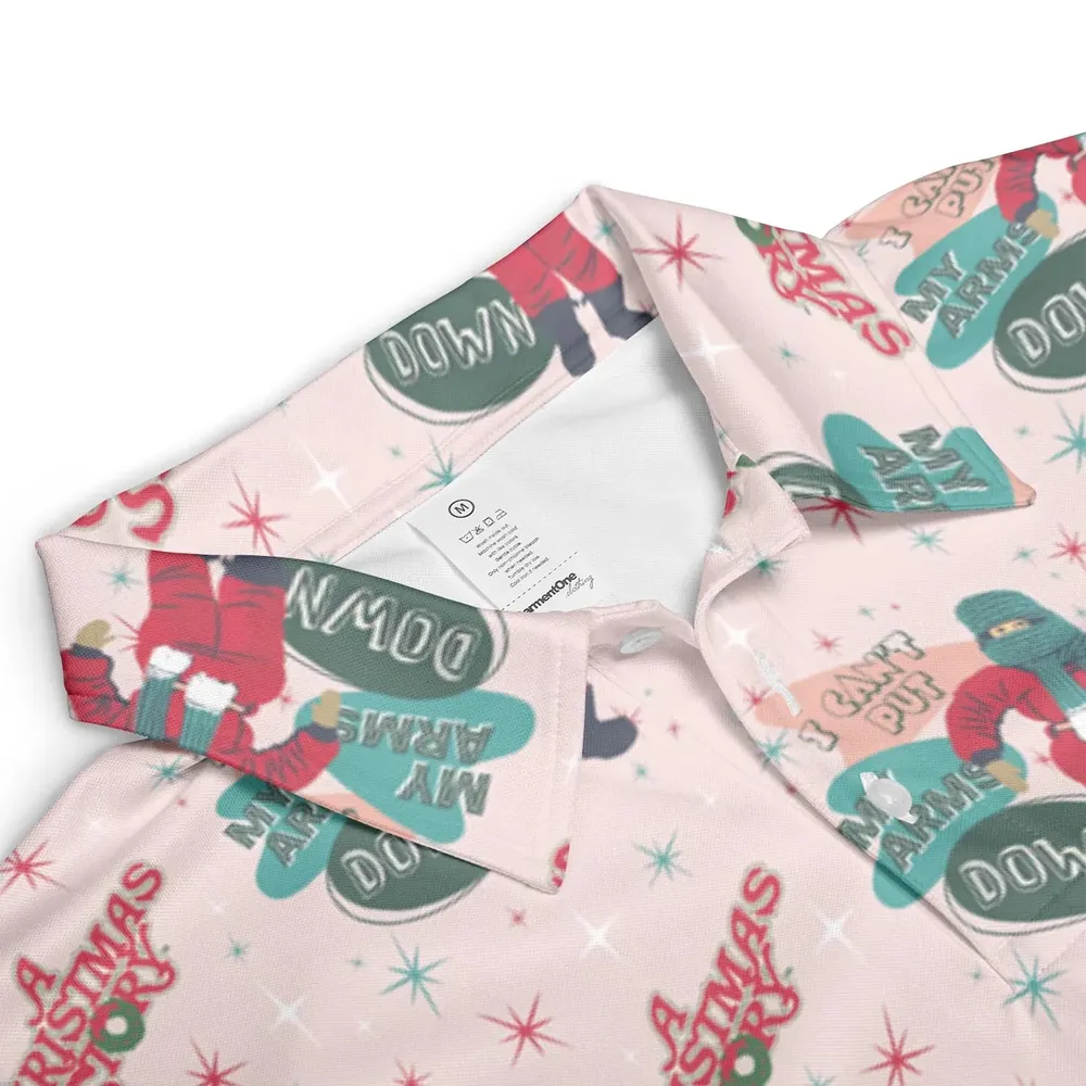 I Can't Put My Arms Down A Christmas Story AOP Men/Women Polo Shirt - 3