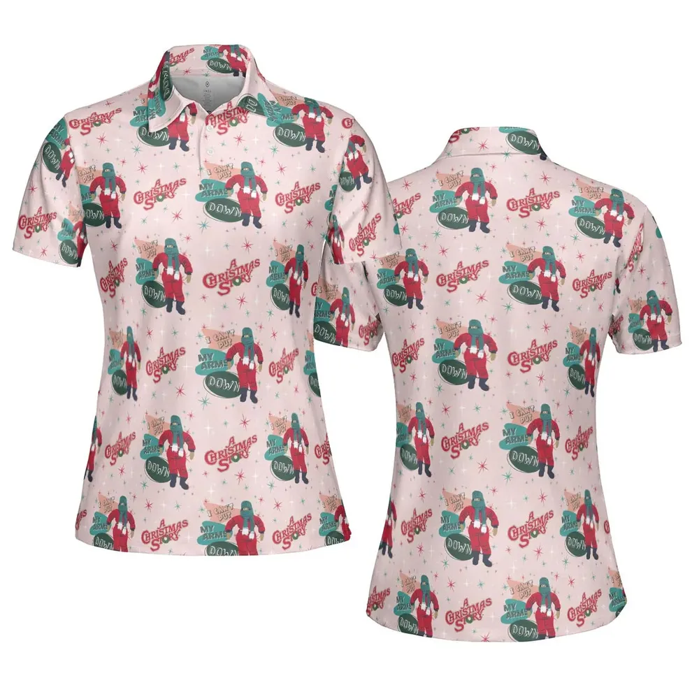 I Can't Put My Arms Down A Christmas Story AOP Men/Women Polo Shirt - 5