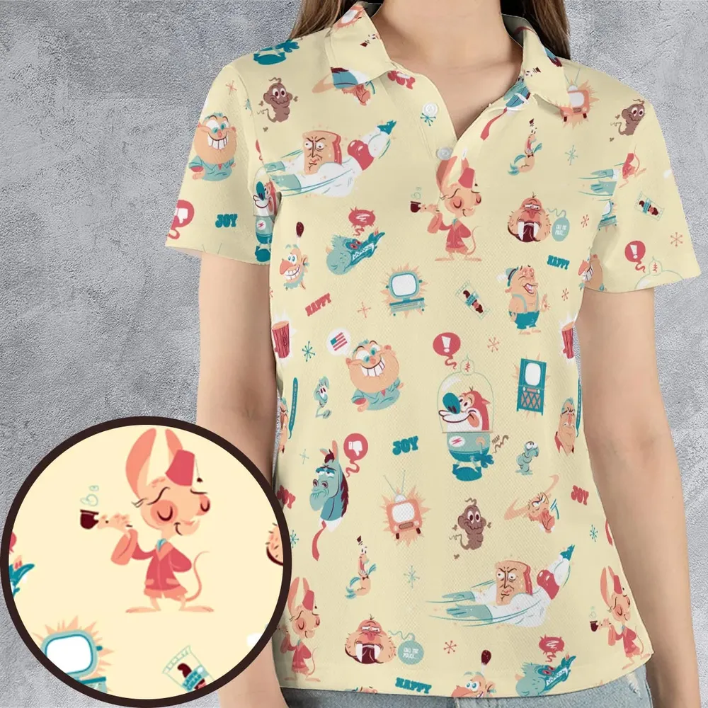 Ren and Stimpy Pattern AOP Men/Women Polo Shirt - 4
