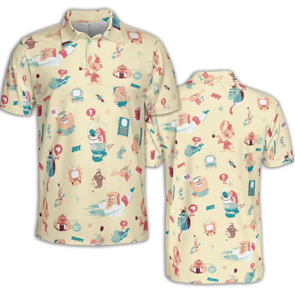 Ren and Stimpy Pattern AOP Men/Women Polo Shirt - 2