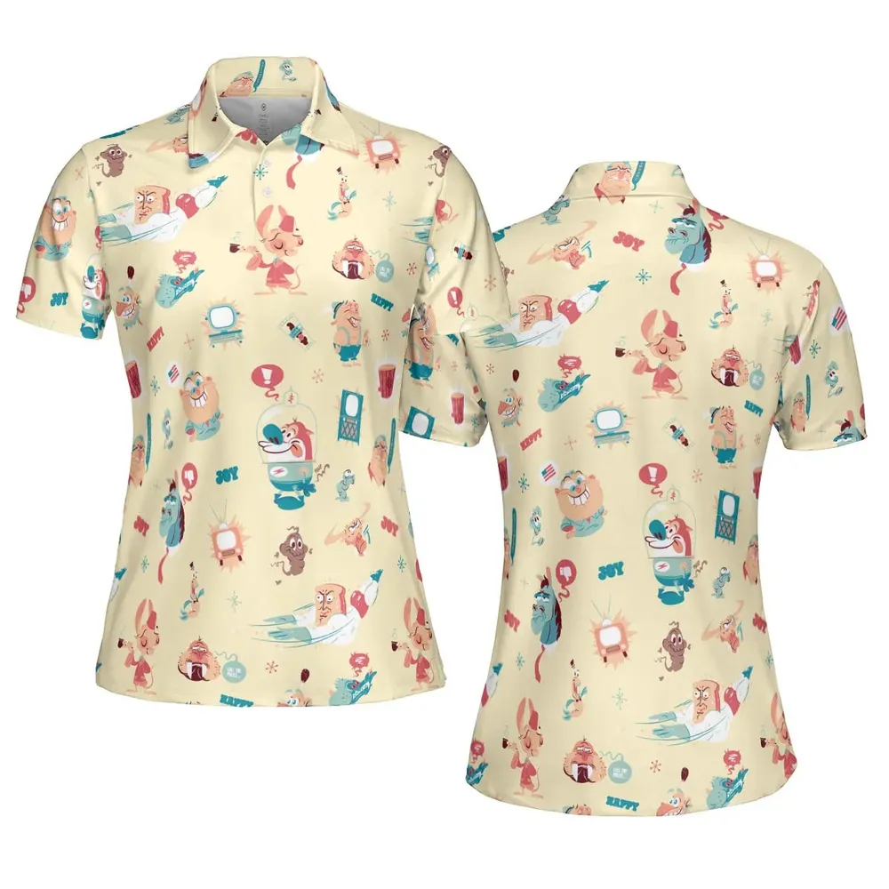 Ren and Stimpy Pattern AOP Men/Women Polo Shirt - 5