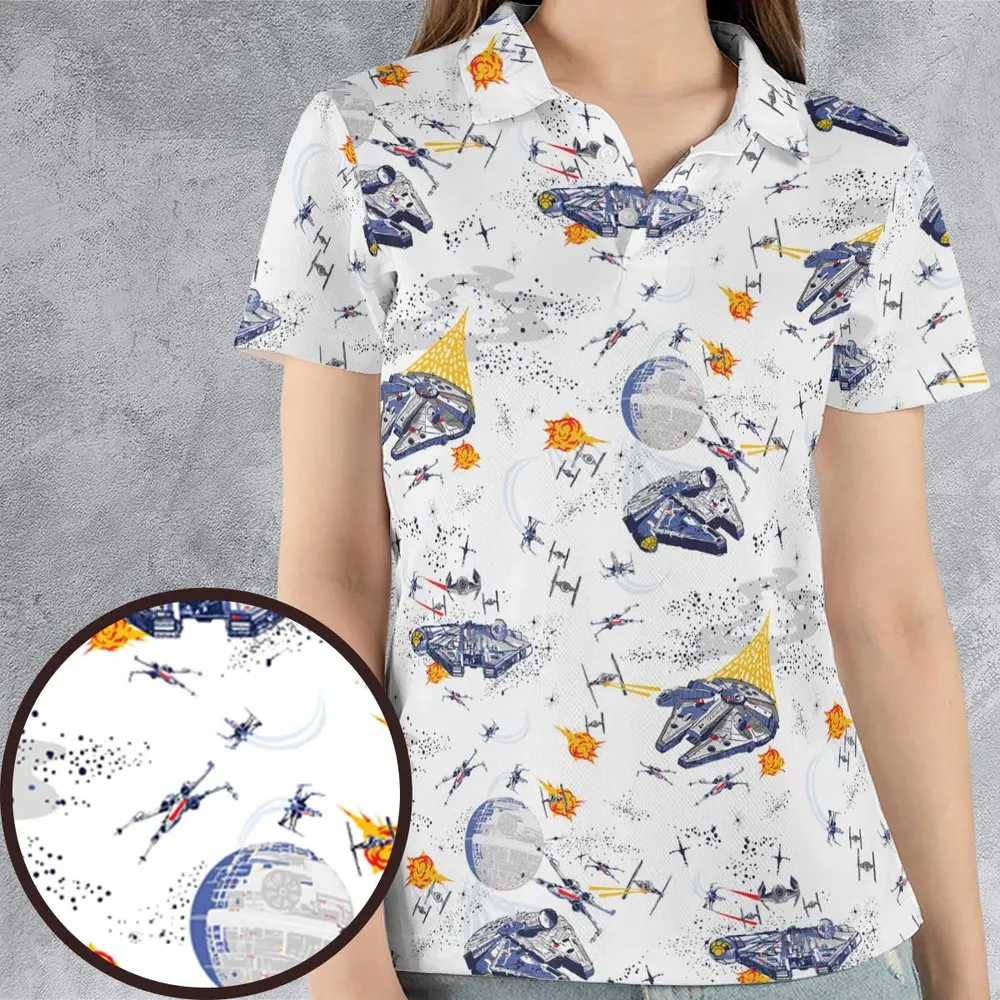 Millennium Falcon Patterns Star Wars AOP Men/Women Polo Shirt - 4