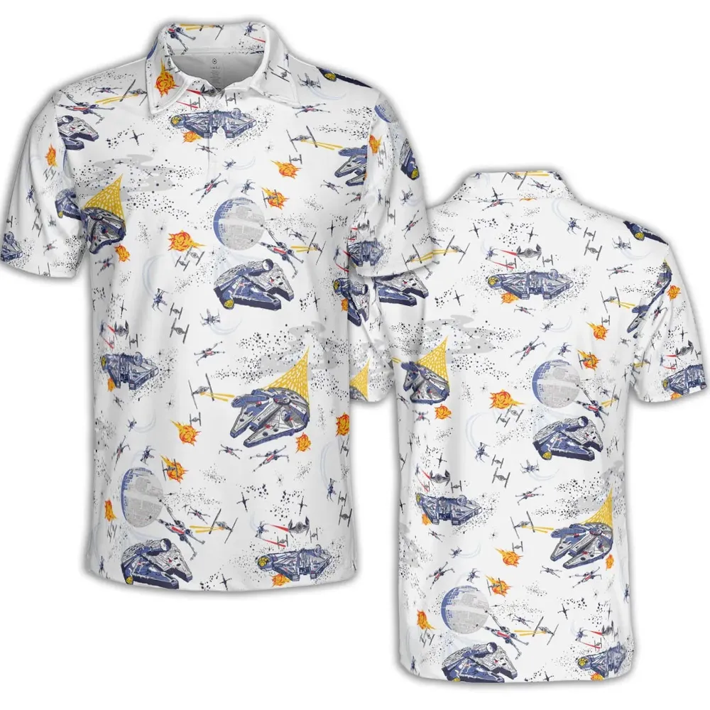 Millennium Falcon Patterns Star Wars AOP Men/Women Polo Shirt - 2