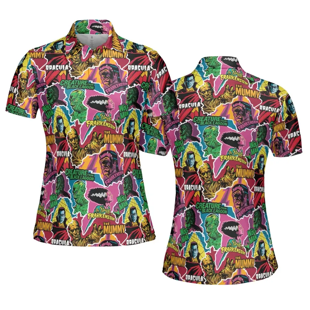 Monsters Pop Collage Universal Monsters AOP Men/Women Polo Shirt - 5