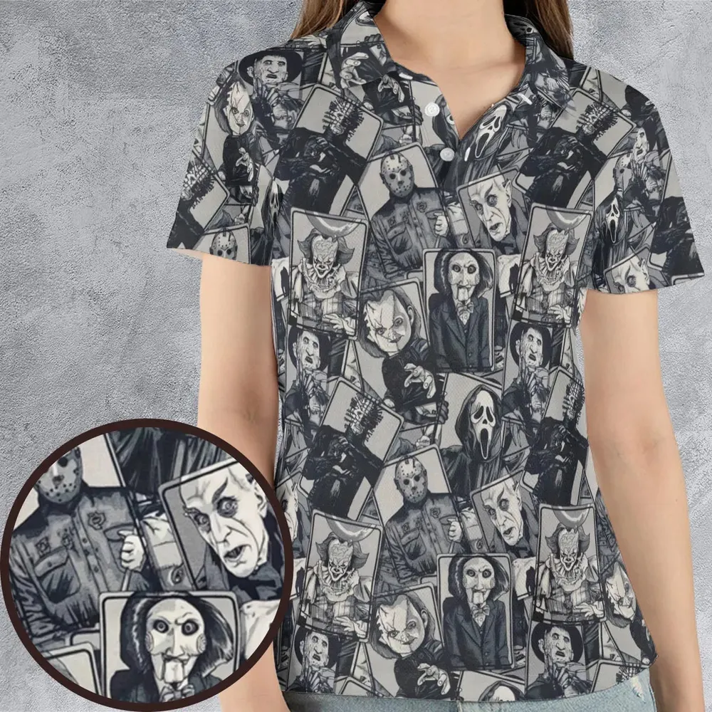 Halloween Horror Villains AOP Men/Women Polo Shirt - 4