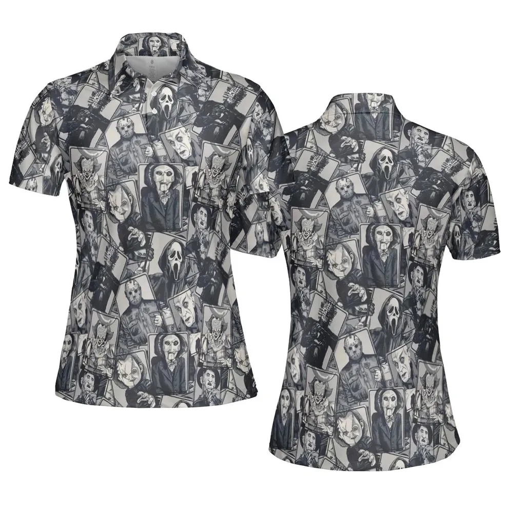 Halloween Horror Villains AOP Men/Women Polo Shirt - 5