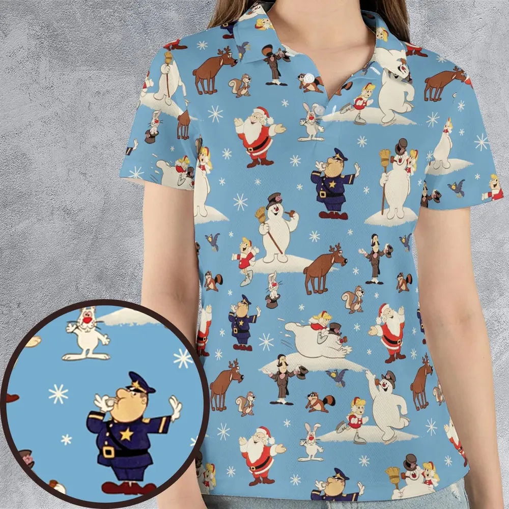 Frosty the Snowman Christmas Characters AOP Men/Women Polo Shirt - 4