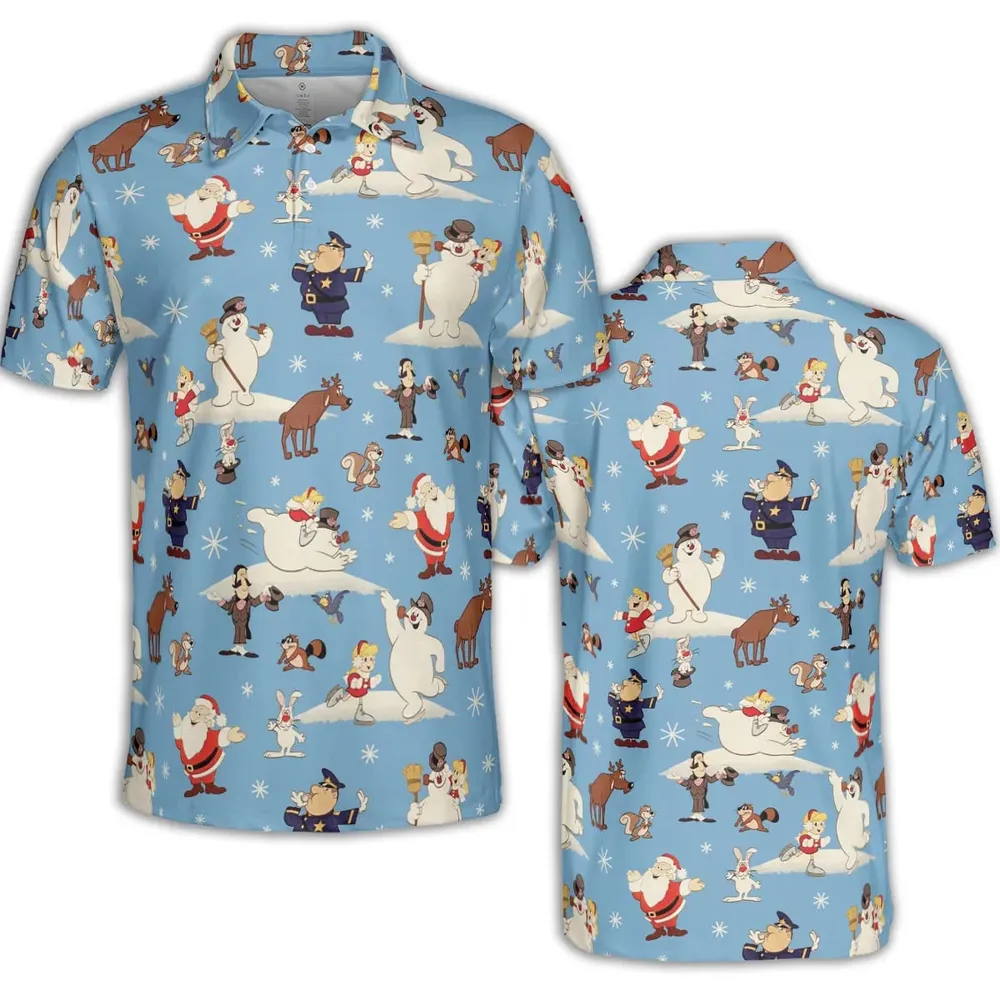 Frosty the Snowman Christmas Characters AOP Men/Women Polo Shirt - 2