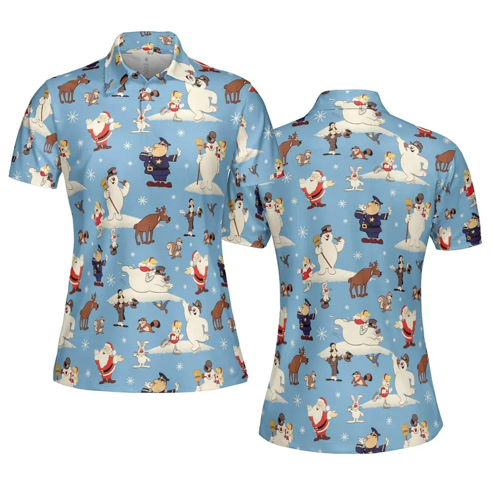 Frosty the Snowman Christmas Characters AOP Men/Women Polo Shirt - 5