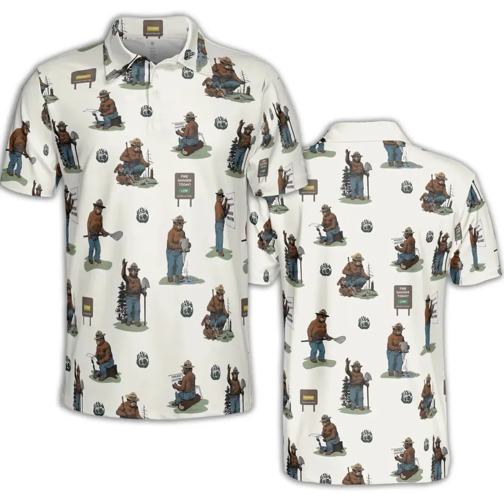 Smokey The Bear AOP Men/Women Polo Shirt - 2