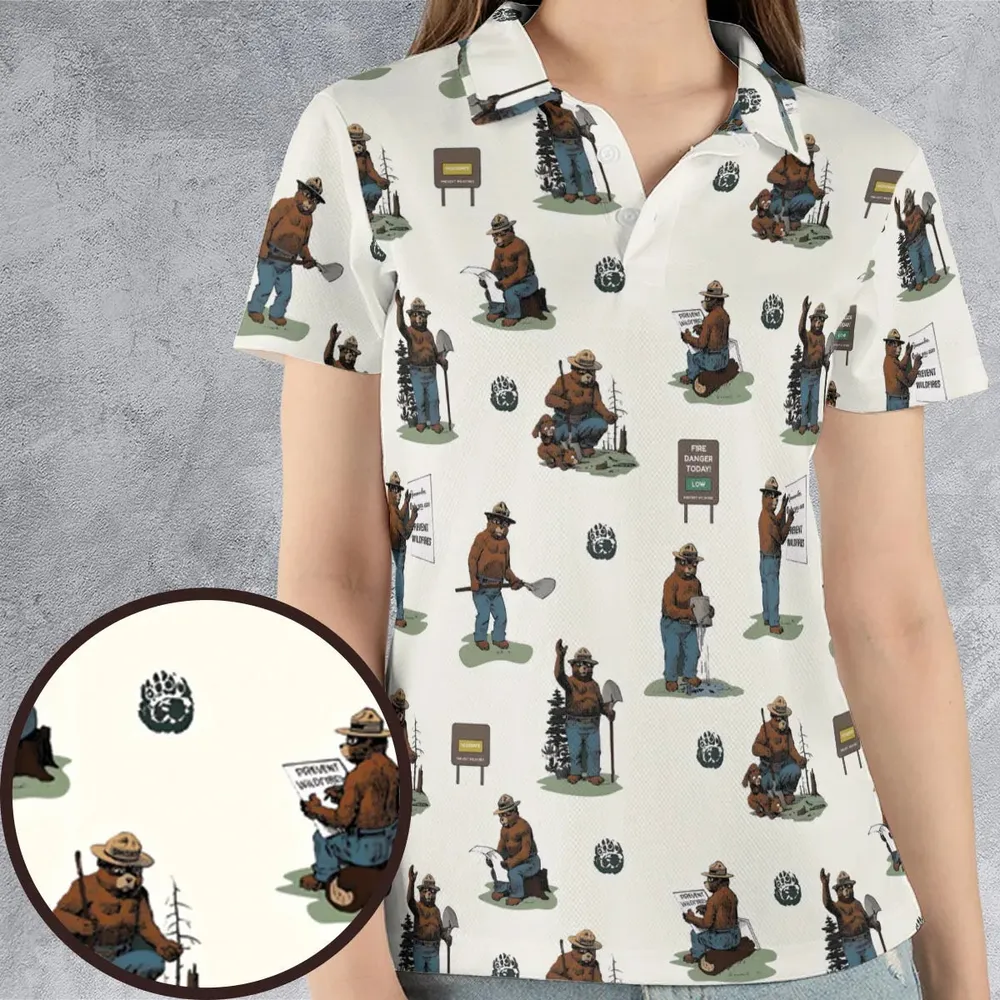 Smokey The Bear AOP Men/Women Polo Shirt - 4